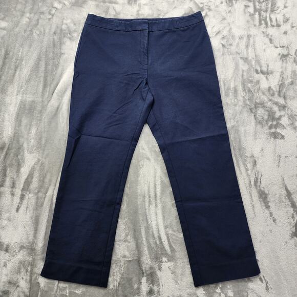 Charter Club Pants Womens 12 Blue Slim It Up Mid Rise Ankle Khaki Stretch Cotton - Picture 1 of 11